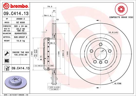 Тормозной диск BREMBO 09C41413