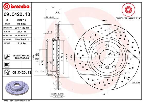 Тормозной диск BREMBO 09C42013
