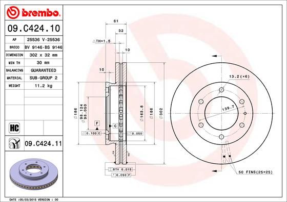 Тормозной диск BREMBO 09C42411