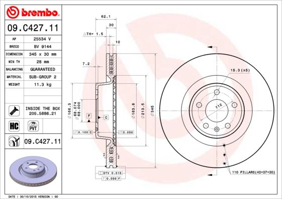 Тормозной диск BREMBO 09C42711