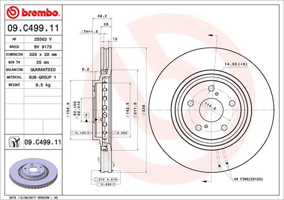 Тормозной диск BREMBO 09C49911