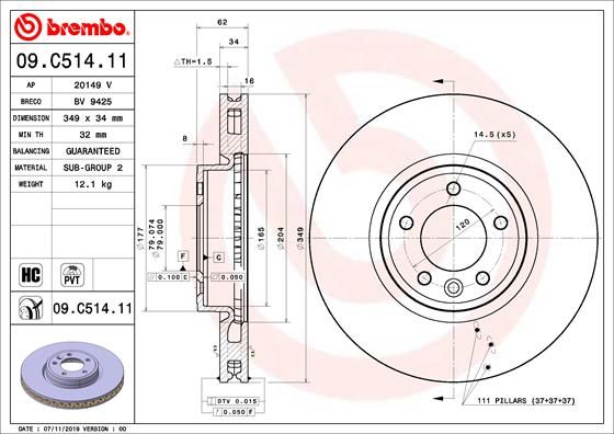 Тормозной диск BREMBO 09C51411