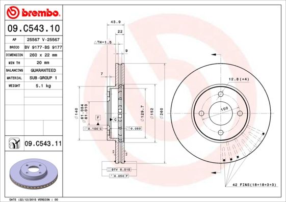 Тормозной диск BREMBO 09C54311