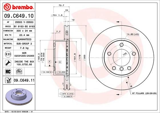 Тормозной диск BREMBO 09C64911