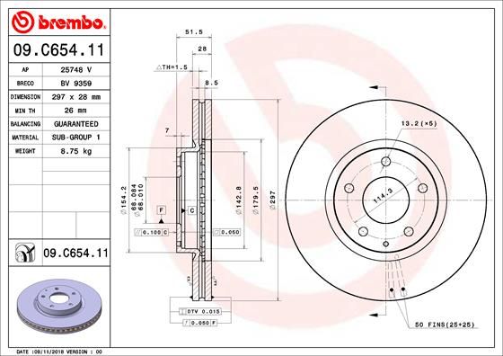 Тормозной диск BREMBO 09C65411