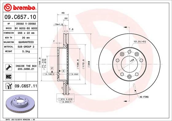 Тормозной диск BREMBO 09C65711