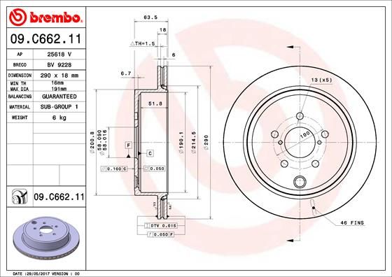 Тормозной диск BREMBO 09C66211