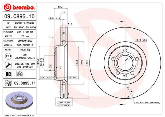 Тормозной диск BREMBO 09C89511