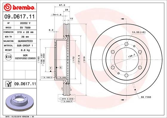 Тормозной диск BREMBO 09D61711