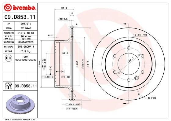 Тормозной диск BREMBO 09D85311