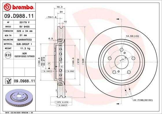 Тормозной диск BREMBO 09D98811