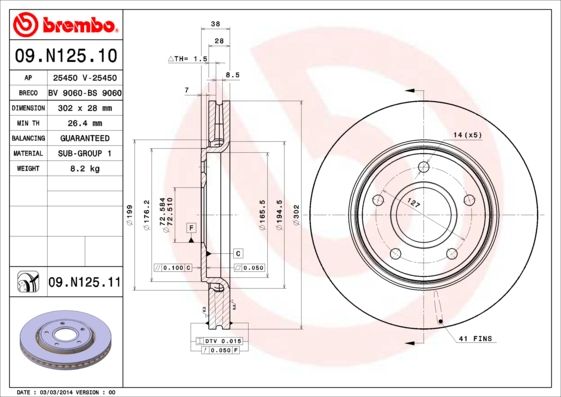 Тормозной диск BREMBO 09N12511