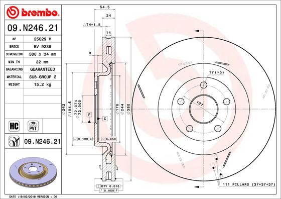 Тормозной диск BREMBO 09N24621