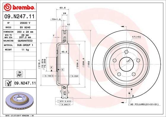 Тормозной диск BREMBO 09N24711