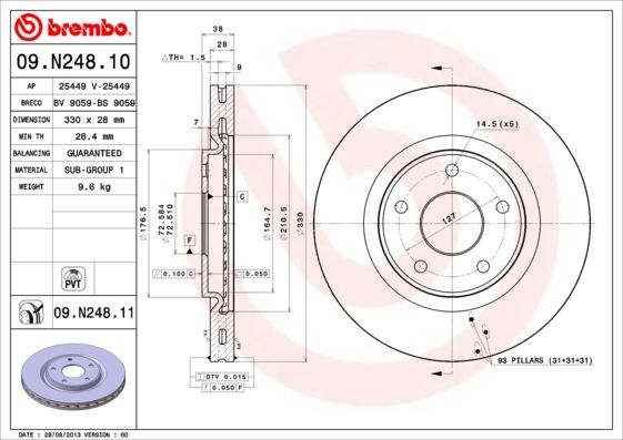 Тормозной диск BREMBO 09N24811
