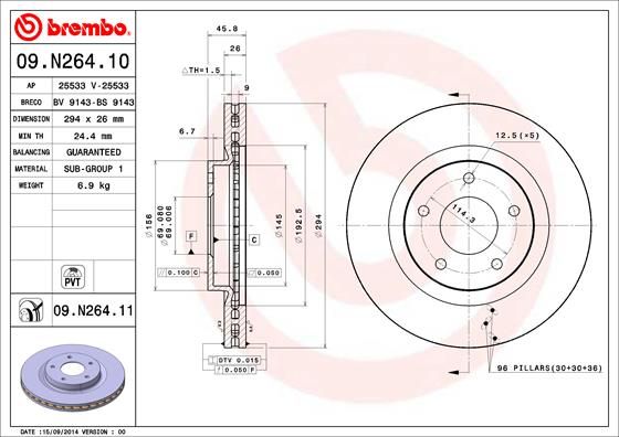 Тормозной диск BREMBO 09N26411