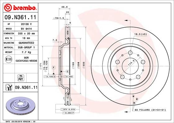 Тормозной диск BREMBO 09N36111