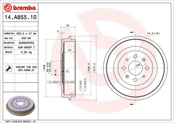 Тормозной барабан BREMBO 14A85510