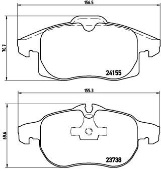 Комплект тормозных колодок, дисковый тормоз BREMBO P10011