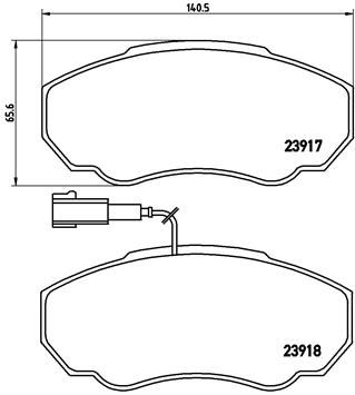 Комплект тормозных колодок, дисковый тормоз BREMBO P23091