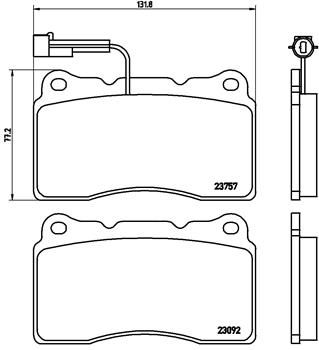 Комплект тормозных колодок, дисковый тормоз BREMBO P23115