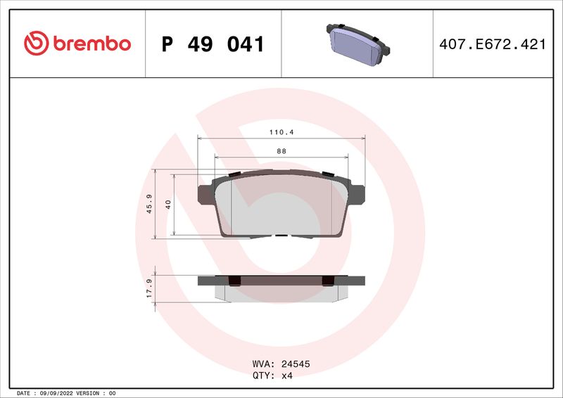 Комплект тормозных колодок, дисковый тормоз BREMBO P49041