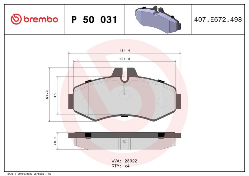 Комплект тормозных колодок, дисковый тормоз BREMBO P50031