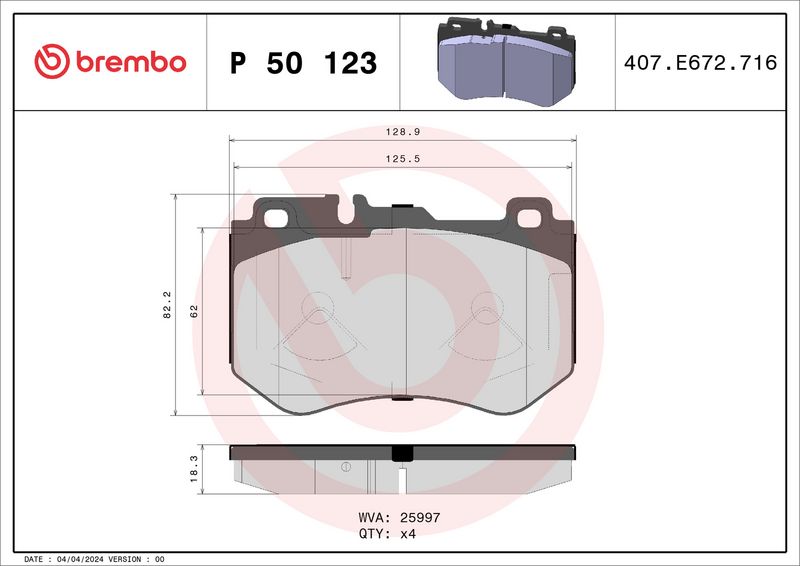 Комплект тормозных колодок, дисковый тормоз BREMBO P50123