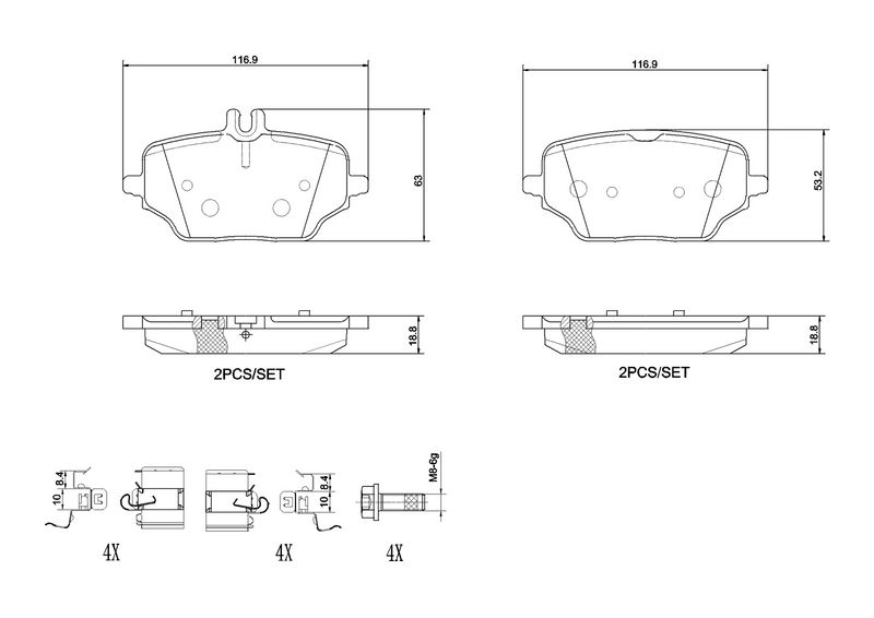 Комплект тормозных колодок, дисковый тормоз BREMBO P50162