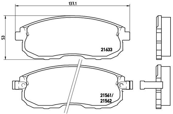 Комплект тормозных колодок, дисковый тормоз BREMBO P56021