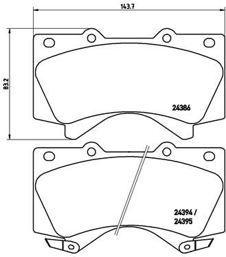 Комплект тормозных колодок, дисковый тормоз BREMBO P83107
