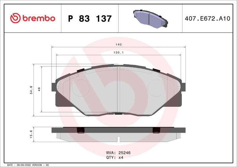 Комплект тормозных колодок, дисковый тормоз BREMBO P83137