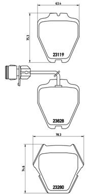 Комплект тормозных колодок, дисковый тормоз BREMBO P85054