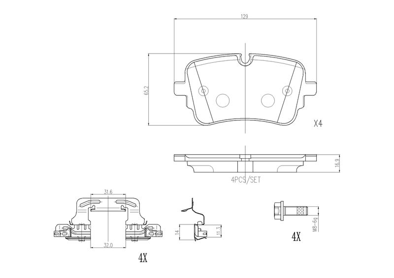 Комплект тормозных колодок, дисковый тормоз BREMBO P85190