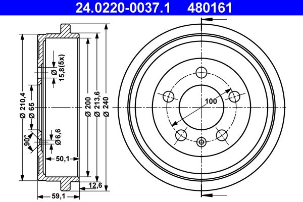 Тормозной барабан ATE 24022000371