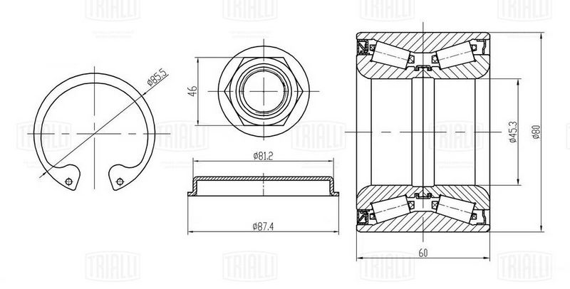 Комплект подшипника ступицы колеса TRIALLI CS2217