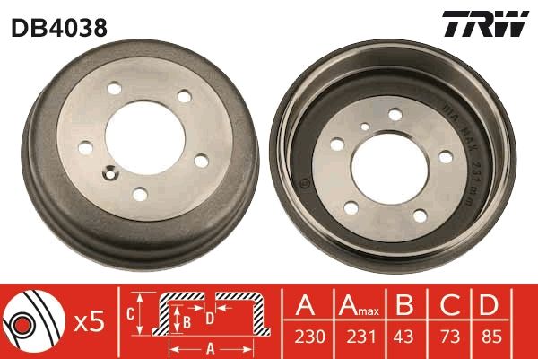 Тормозной барабан TRW DB4038