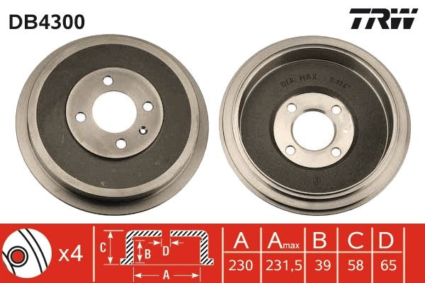 Тормозной барабан TRW DB4300