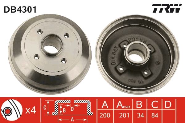 Тормозной барабан TRW DB4301