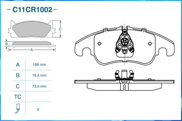 Комплект тормозных колодок, дисковый тормоз CWORKS C11CR1002