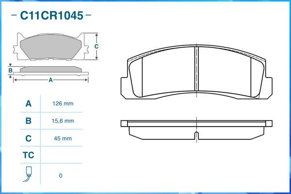 Комплект тормозных колодок, дисковый тормоз CWORKS C11CR1045