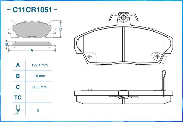 Комплект тормозных колодок, дисковый тормоз CWORKS C11CR1051