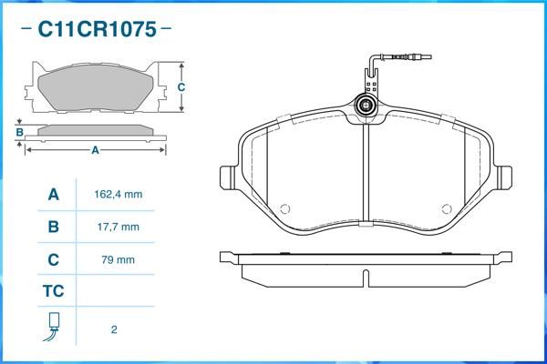 Комплект тормозных колодок, дисковый тормоз CWORKS C11CR1075