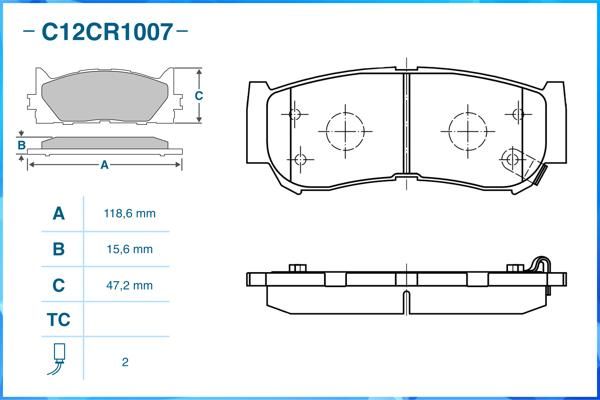 Комплект тормозных колодок, дисковый тормоз CWORKS C12CR1007