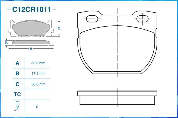 Комплект тормозных колодок, дисковый тормоз CWORKS C12CR1011