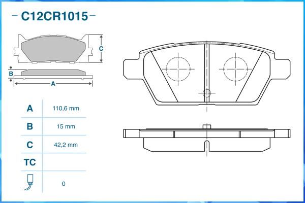 Комплект тормозных колодок, дисковый тормоз CWORKS C12CR1015