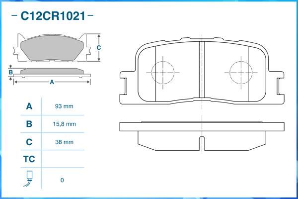 Комплект тормозных колодок, дисковый тормоз CWORKS C12CR1021