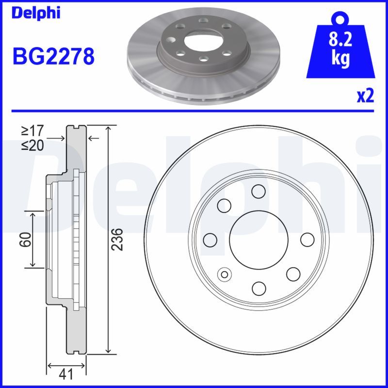 Тормозной диск DELPHI BG2278