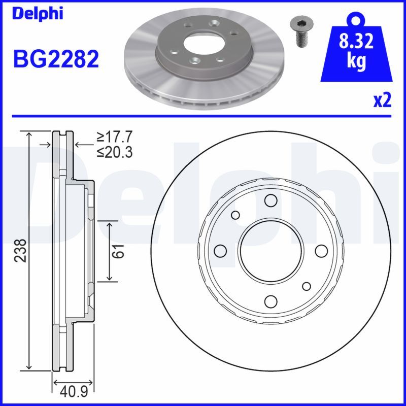 Тормозной диск DELPHI BG2282