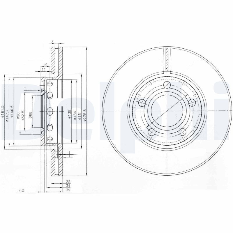Тормозной диск DELPHI BG2518